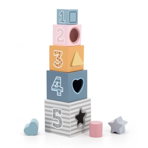 Дерев'яні кубики-пірамідка Viga Toys PolarB Сортуємо і складаємо (44016) 44016 44016