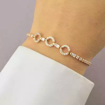 🏷️️ Браслет з карабіном Фіаніт Saiya (позолота 18к) F-46692