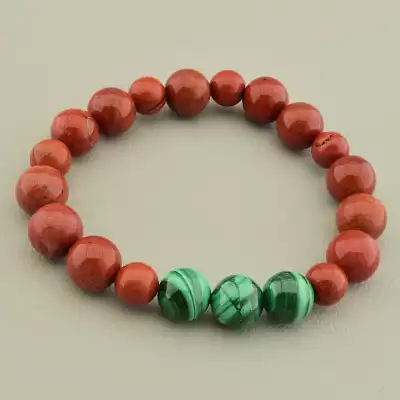 Браслет на резинці Яшма, Малахіт 17 см