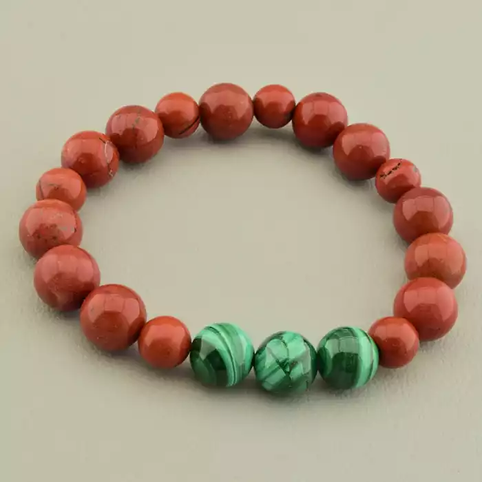 🏷️️ Браслет на резинці Яшма, Малахіт 17 см F-105768