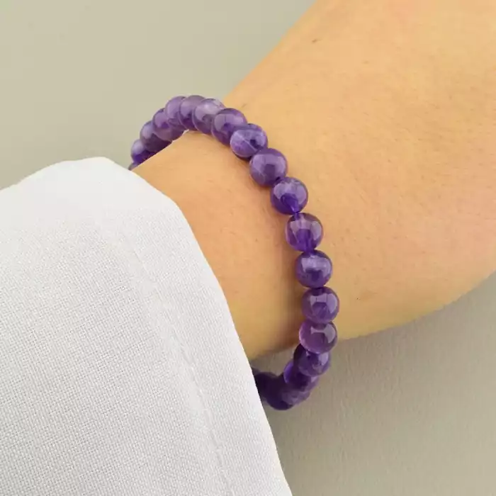 🏷️️ Браслет на резинці Аметист 18 см ss_105868