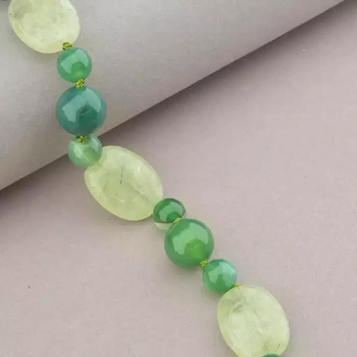 🏷️️ Намисто Агат, Пренит 65 см. (срібло 925 проба) ss_91086