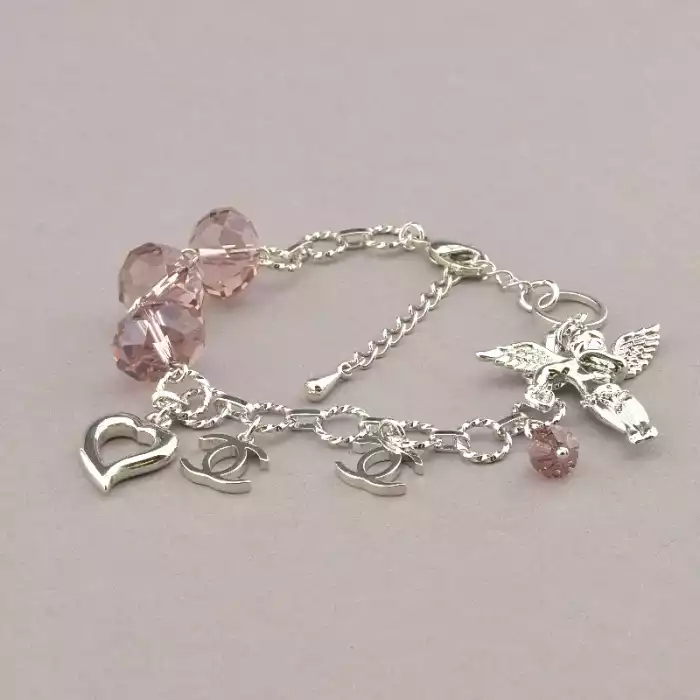 🏷️️ Браслет на карабіні Winniana Чеський кришталь 16 см (родій) ss_106173