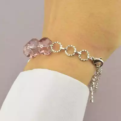 🏷️️ Браслет на карабіні Winniana Чеський кришталь 16 см (родій) F-106173