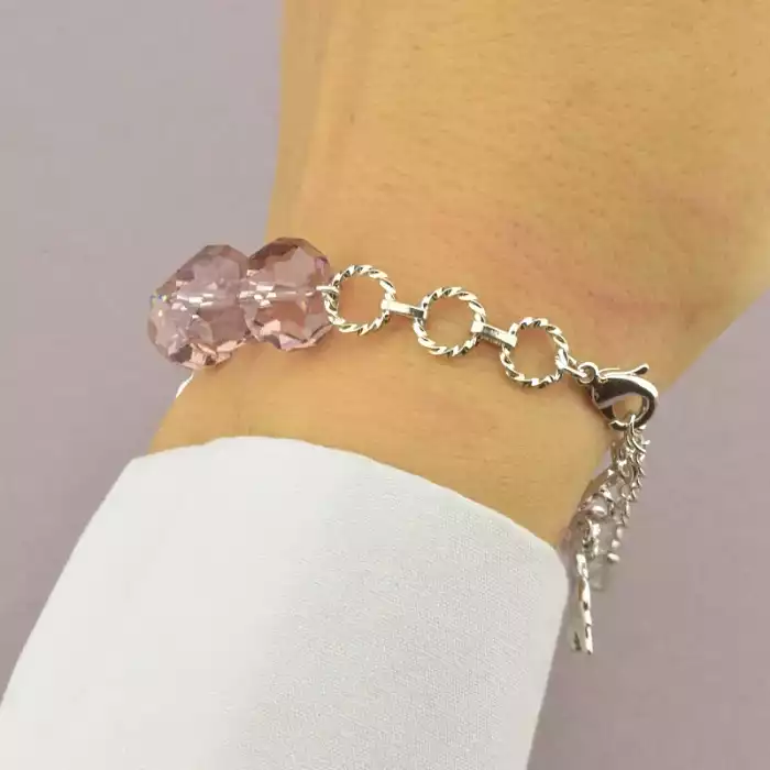 🏷️️ Браслет на карабіні Winniana Чеський кришталь 16 см (родій) ss_106173