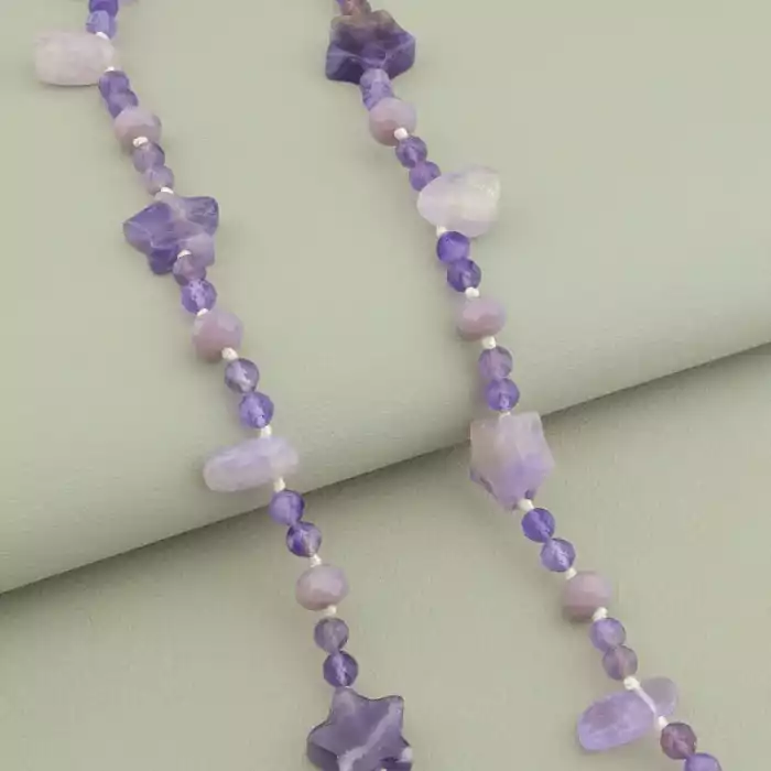 🏷️️ Намисто Аметист, Чеський кришталь 63 см. ss_98568