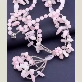 Намисто Рожевий кварц 62 см