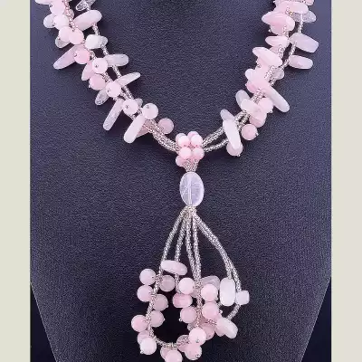 🏷️️ Намисто Рожевий кварц 62 см F-11334