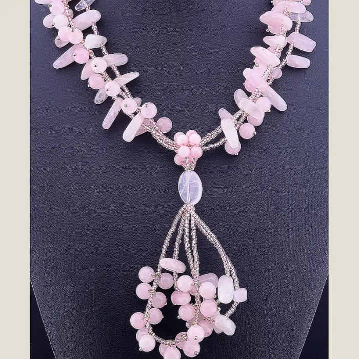 🏷️️ Намисто Рожевий кварц 62 см ss_11334