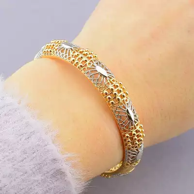 🏷️️ Браслет шарнірний Xuping 17 см. (позолота-родій) F-92325