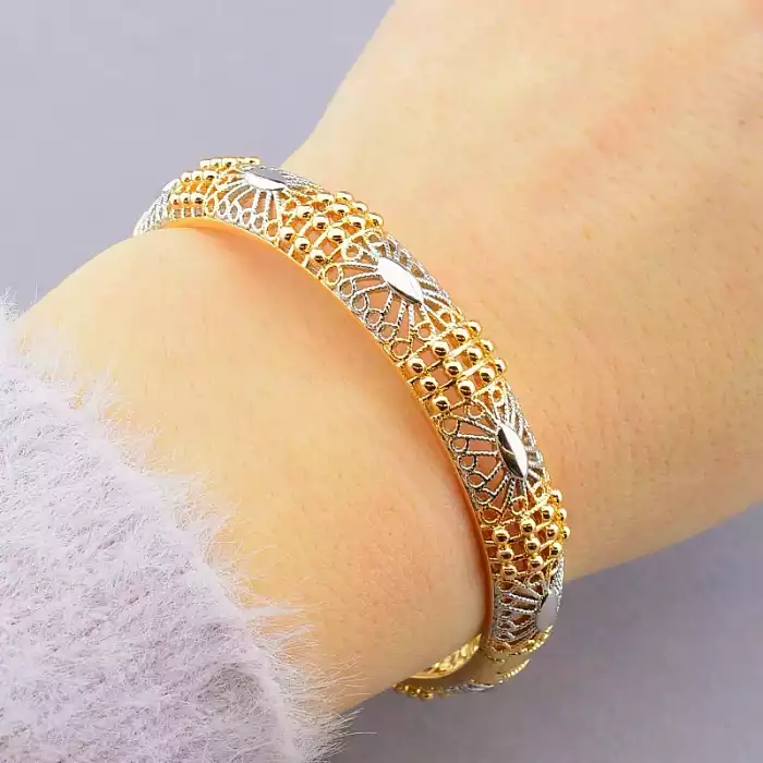 🏷️️ Браслет шарнірний Xuping 17 см. (позолота-родій) ss_92325