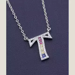 Підвіска літера T Xuping Фіаніт 43 см (родій)