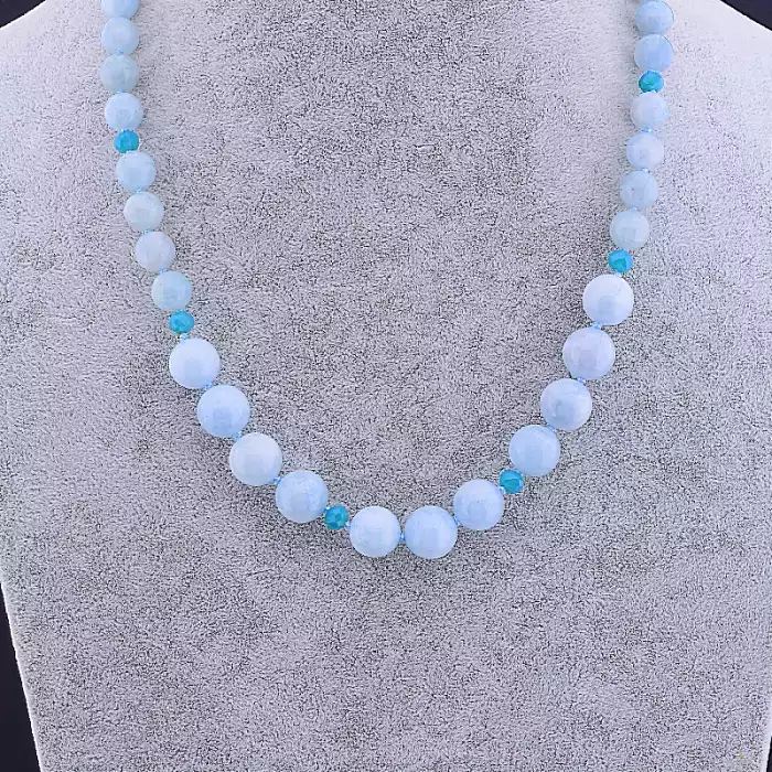 🏷️️ Намисто Аквамарин, Чеський кришталь 51 см ss_82769