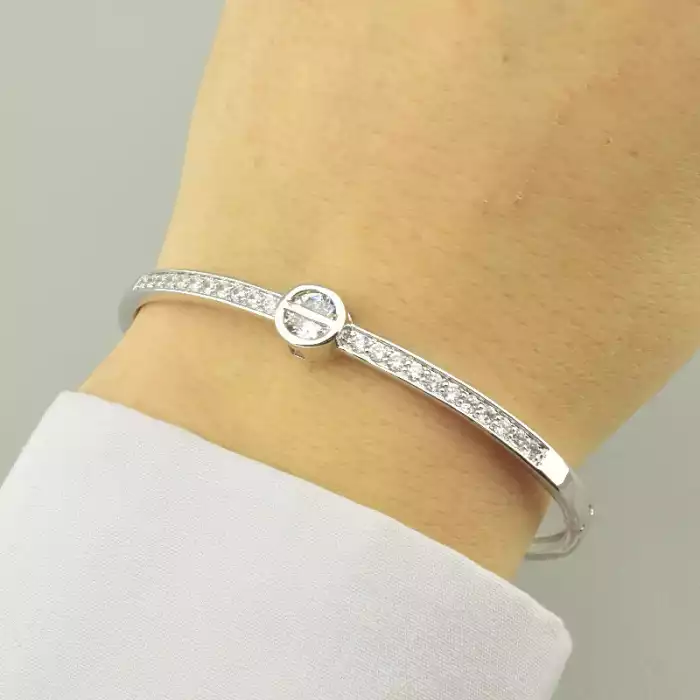 🏷️️ Браслет складний Saiya Фіаніт 17 см. (родій) ss_93529