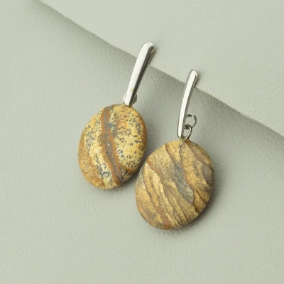 Сережки Stainless Steel Яшма