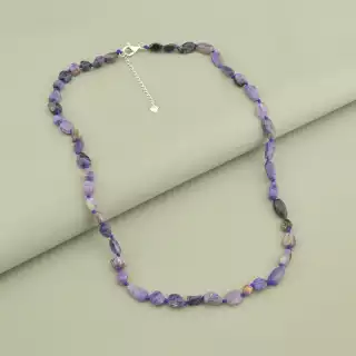 Намисто Чароїт (cрібло 925 проба) 52 см.