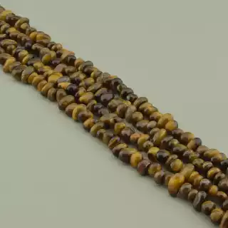 Намистини Тигрове око 41 см. на нитці (натуральне каміння, без застібки) в формі крихти