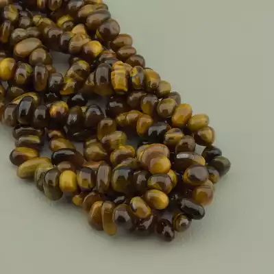 🏷️️ Намистини Тигрове око 41 см. на нитці (натуральне каміння, без застібки) в формі крихти F-94356