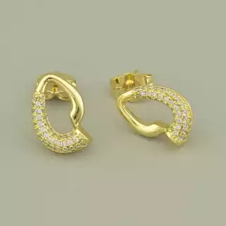 Сережки пусети Xuping Фіаніт (позолота 18к лимонна)