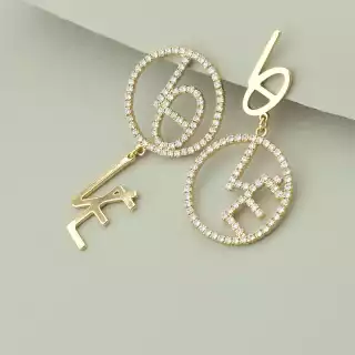 Сережки асиметричні пусети Xuping Фіаніт (позолота 18к)