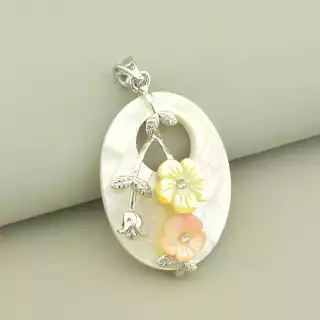 Кулон квіти перламутр 45x30мм.