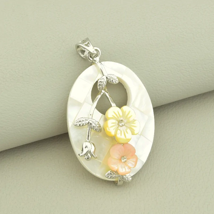 🏷️️ Кулон квіти перламутр 45x30мм. ss_103915