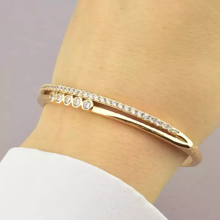 🏷️️ Браслет шарнірний Xuping Фіаніт 17 см (позолота 18к) ss_68533