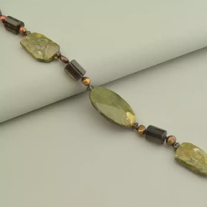 🏷️️ Намисто Яшма, Раухтопаз 55 см. ss_97279