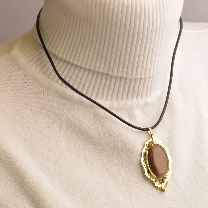 🏷️️ Підвіска + Сережки Котяче око 45 см ss_80265