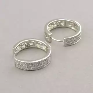 Сережки кільця Pataya Фіаніт (родій)