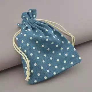Мішечок з мішковини подарунковий 130х100 мм (синій, на затяжках)