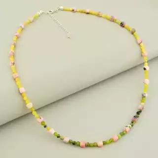 Підвіска Родоніт, Жадеїт, Цоізіт 45 см срібло (925)