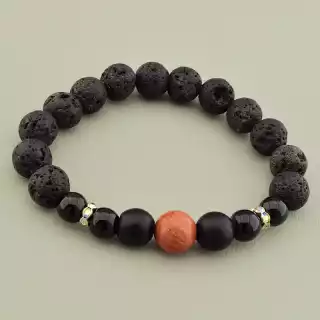 Браслет на резинці Лава, Яшма,Шунгіт 18 см