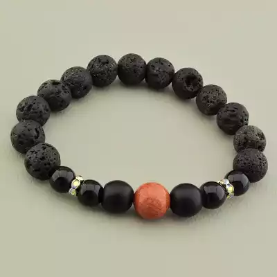 Браслет на резинці Лава, Яшма,Шунгіт 18 см