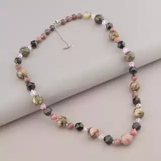 Намисто Родоніт, Агат 52 см.