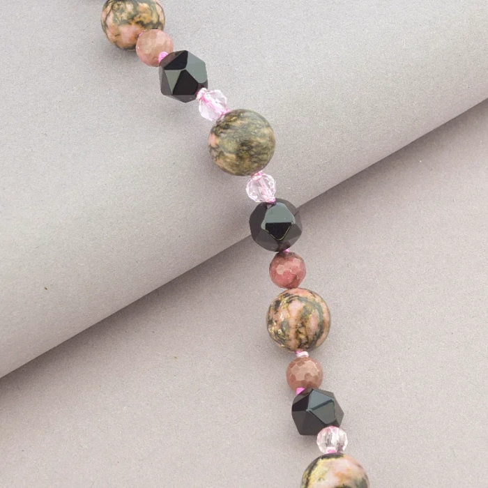 🏷️️ Намисто Родоніт, Агат 52 см. ss_91087