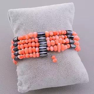 Браслет без застібки Корал, Гематит 105 см