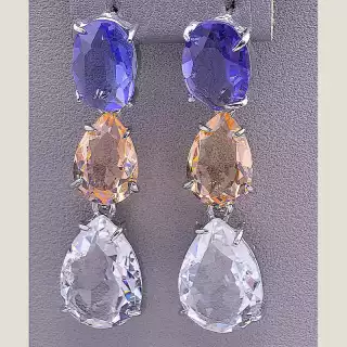 Сережки пусети Juleeze Фіаніт (родій)