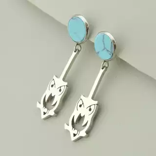 Сережки пусети Stainless Steel Бірюза