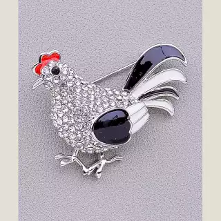 Брошка півень Фіаніт (родій)