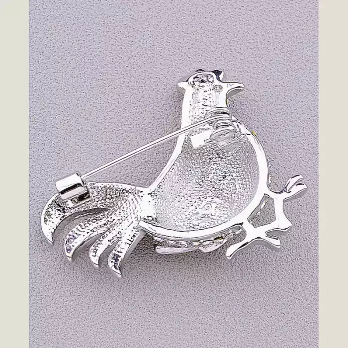 🏷️️ Брошка півень Фіаніт (родій) ss_34801