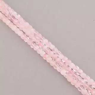 Намистини Рожевий кварц 39 см на нитці (натуральне каміння, без застібки) грановані