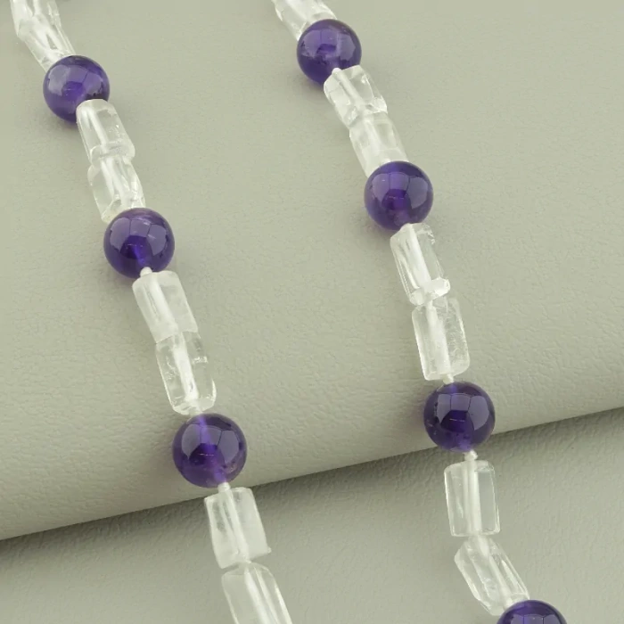 🏷️️ Намисто Гірський кришталь, Аметист 43 см. ss_101654