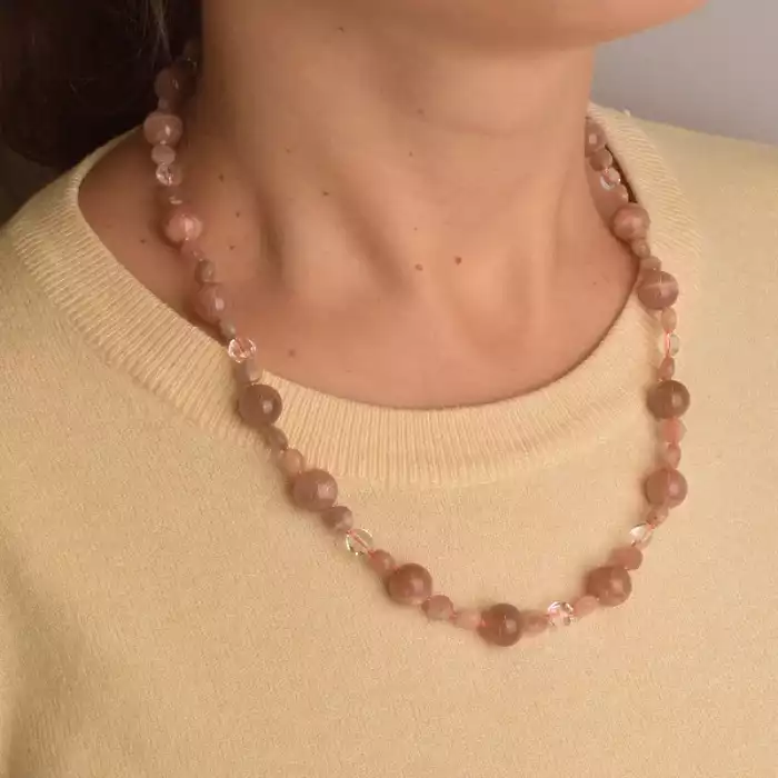 🏷️️ Намисто Сонячний камінь срібло (925 проба) 49 см. ss_94460