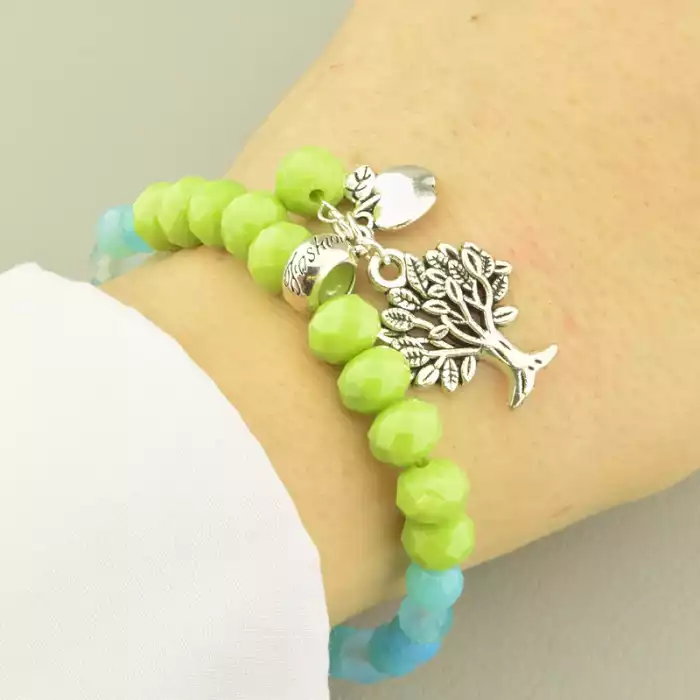 🏷️️ Браслет резинка Агат, Чеський кришталь 17 см. ss_101954