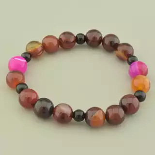 Браслет резинка з сердоліком та агатом (18 см)