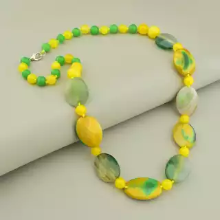 Намисто агат (55 см, сталь, 28х20 мм)