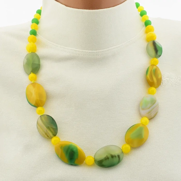 🏷️️ Намисто агат (55 см, сталь, 28х20 мм) ss_105053