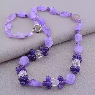 Намисто Аметист, Гірський кришталь 62 см