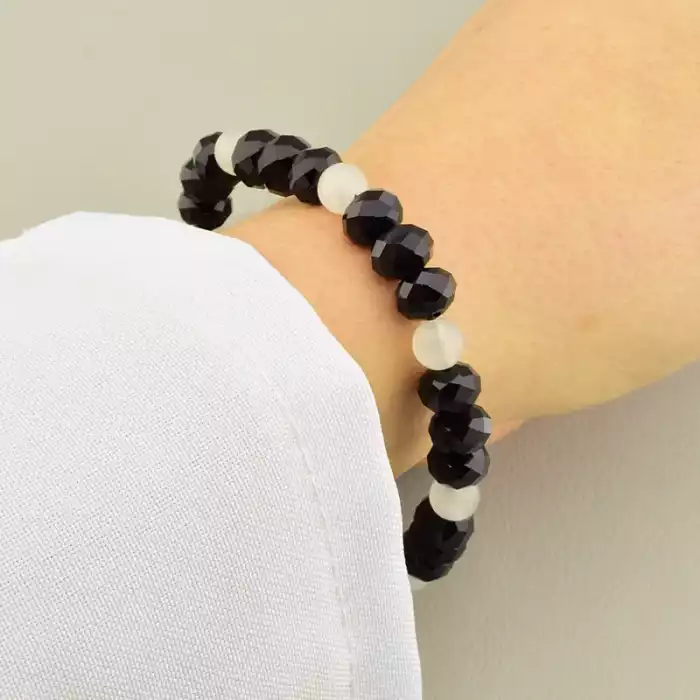 🏷️️ Браслет на резинці Чеський кришталь, Агат 18 см F-105870